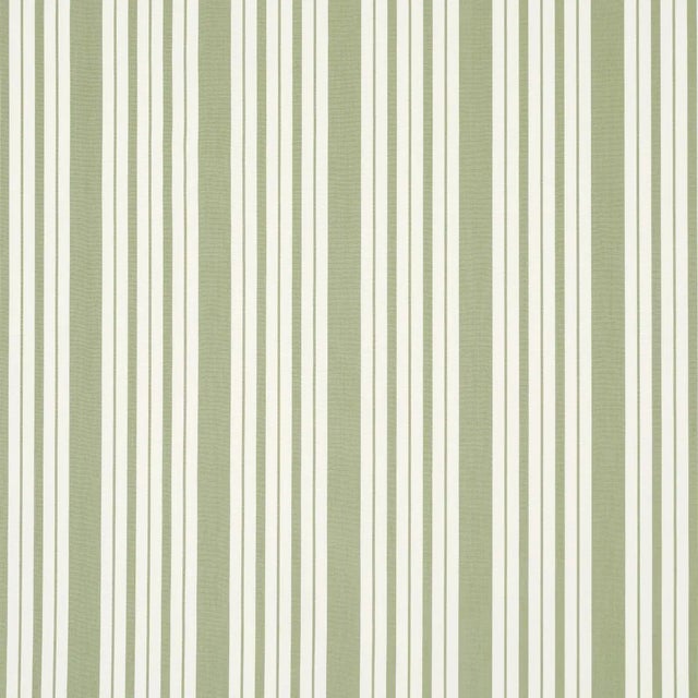 Schumacher X Mark D. Sikes Markie Stripe Fabric In Leaf Green For Sale