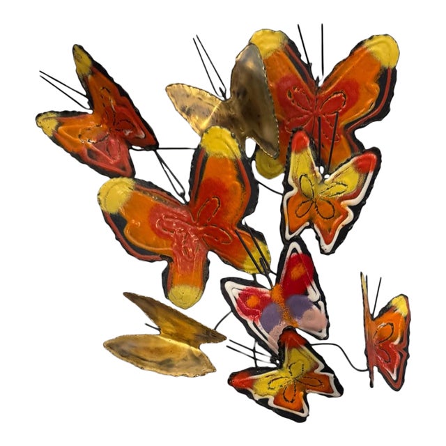Signed 1967 Curtis Jeré Enameled Butterfly Wall Sculpture for Artisan House For Sale