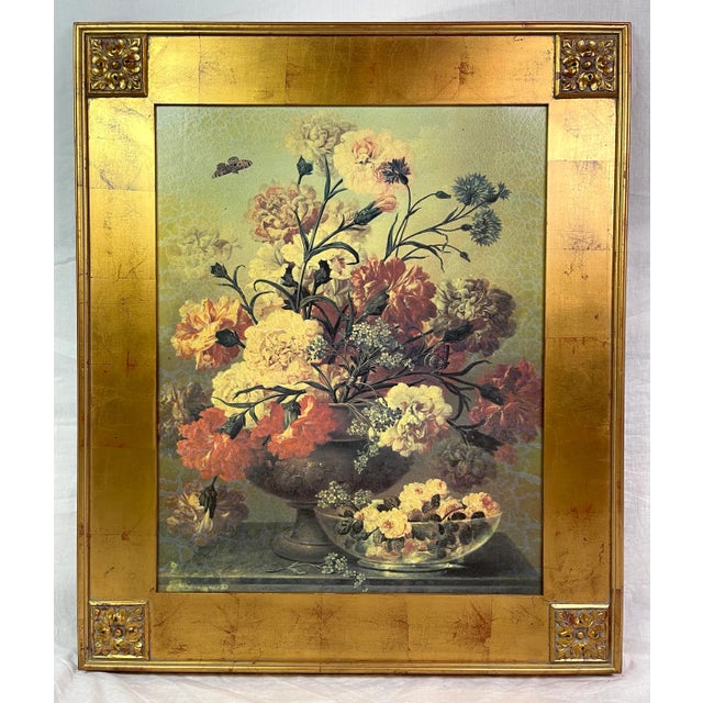 Victorian Baroque Floral Gold Framed Painting For Sale - Image 13 of 13
