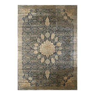 1920s Indian Navy Wool Rug For Sale