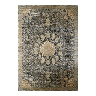 1920s Indian Navy Wool Rug For Sale