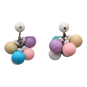 Vintage 1960s Signed Napier Pastel Dangles Clip Earrings- 2 Pieces