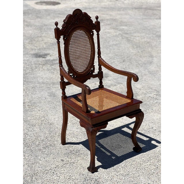 Medallion Armchairs in Turned and Carved Wood, Late 19th Century, Set of 6 For Sale - Image 3 of 9