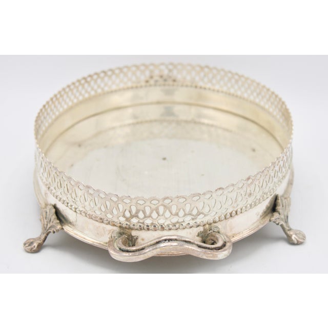 Art Deco Vintage Silver Plate Footed Tray With Gallery For Sale - Image 3 of 12