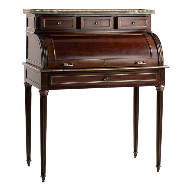 19th Century France Louis XVI Brown Wood Writing Desk For Sale