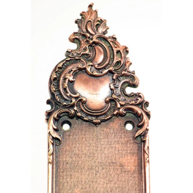 Sargent brand copper plated bronze push plate with an Art Nouveau style, embellished with a rich array of classically...