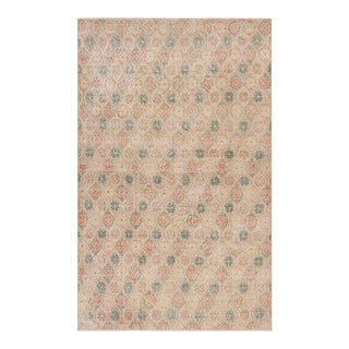 Vintage Zeki Müren Rug in Beige, With Colorful Floral Patterns From Rug & Kilim For Sale