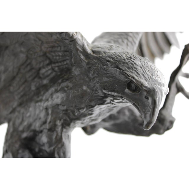 Antique French Bronze Sculpture of Eagle Falcon by Jules Moigniez, Large 24" For Sale - Image 14 of 15
