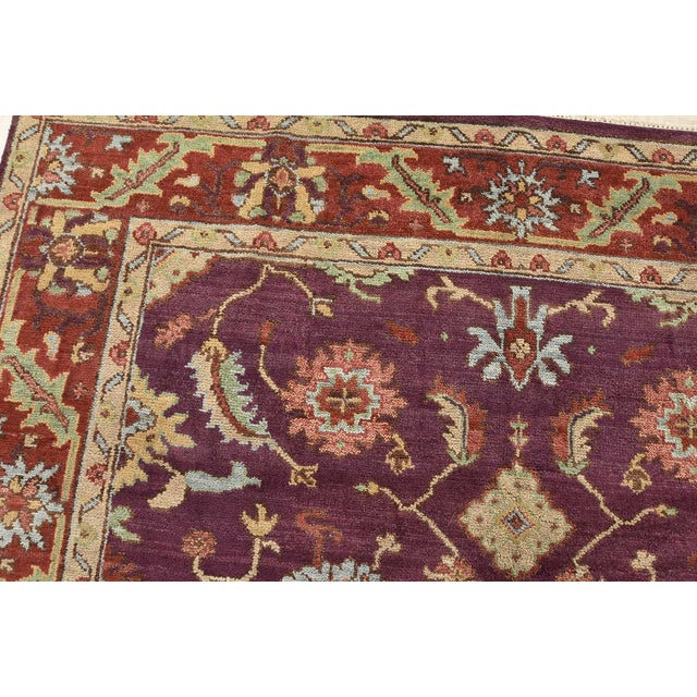 Oushak Rug 8'2'' X 9'7'' Purple Wool Traditional Hand-Knotted Oriental Carpet For Sale In Philadelphia - Image 6 of 12