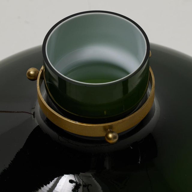 Antique French Green Glass Hanging Lamp For Sale - Image 14 of 15