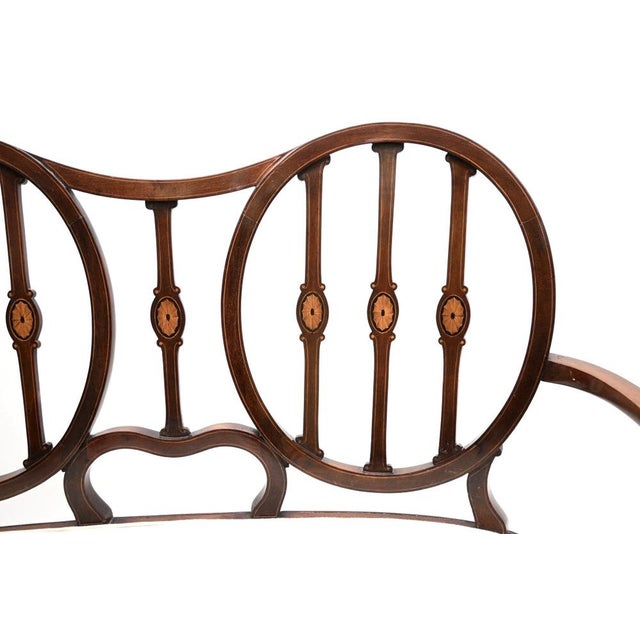 Antique Inlaid Edwardian Settee, 1900 For Sale - Image 9 of 12