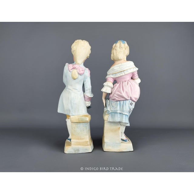1900s Pair of German Bisque Porcelain Cinderella Sculptures For Sale - Image 9 of 11