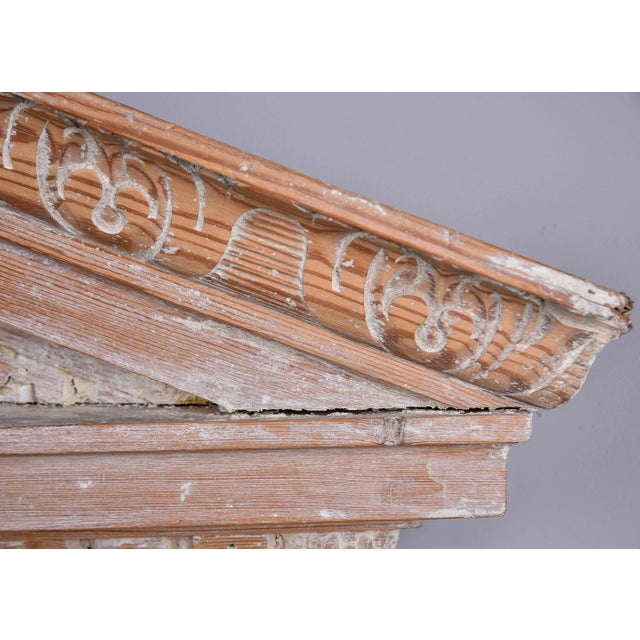 Large Limed Wooden Overdoor Split Pediment With Highly Carved Bottom Edge For Sale - Image 11 of 12