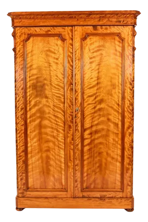 Antique English Flame Satinwood 2-Door Wardrobe, 19th Century