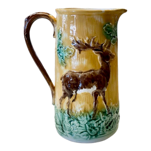 Late 19th Century Majolica Jug With Stag