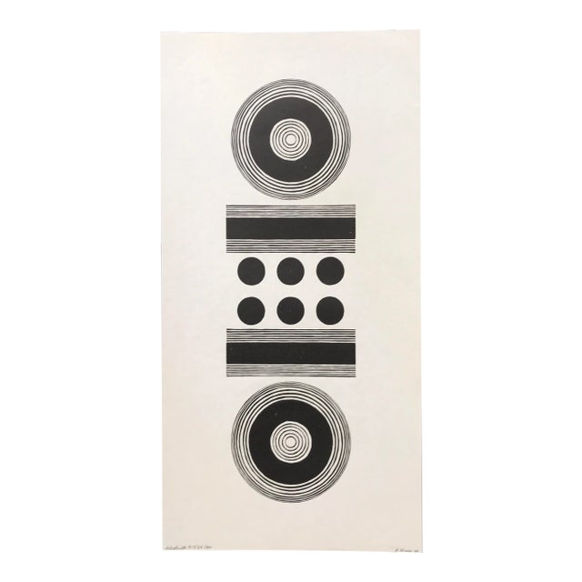 1966 Geometric Composition Woodcut Print by H. Krupp For Sale