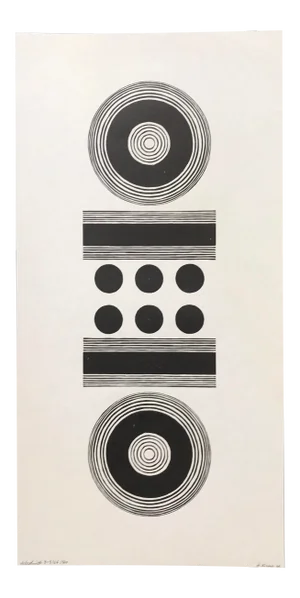 1966 Geometric Composition Woodcut Print by H. Krupp