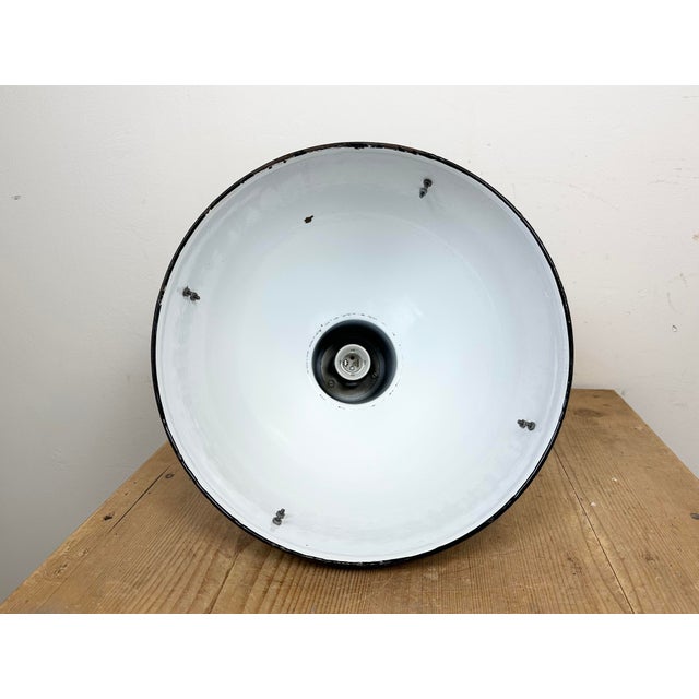 Bauhaus Industrial Grey Enamel Pendant Lamp, 1950s For Sale - Image 13 of 14