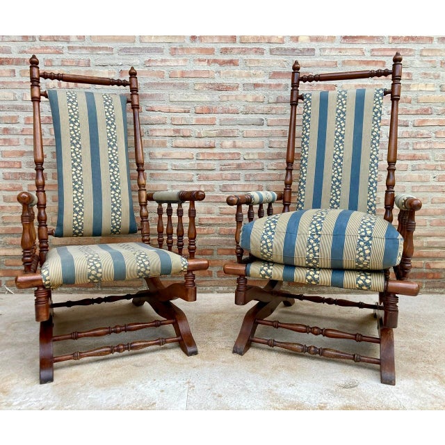 Set of Spanish Rocking Chairs in Carved Walnut, 1960 For Sale - Image 16 of 16