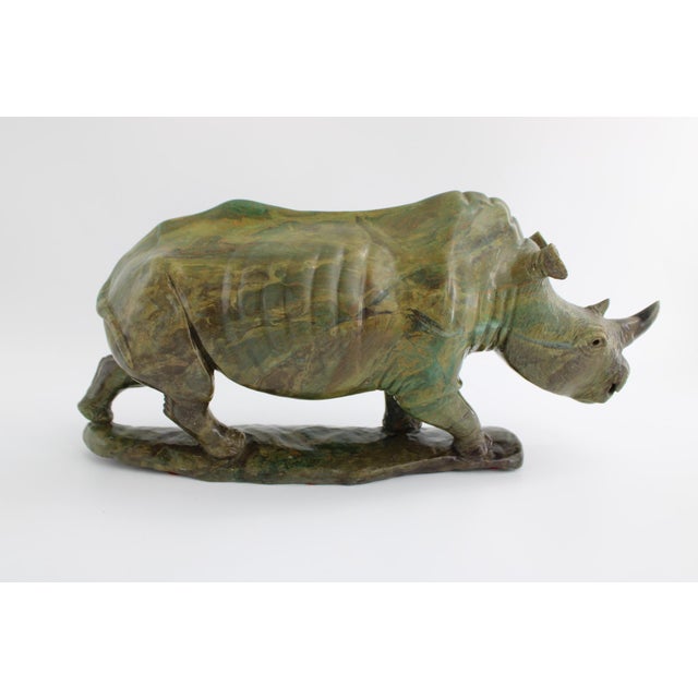 Original James Tandi Signed Verdite Shona Stone Rhinoceros Sculpture, Large For Sale In Dallas - Image 6 of 14