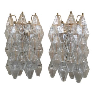 Murano Glass Poliedri Sconces with Gold 24 Karat Metal Frame from Simoeng, Set of 2 For Sale