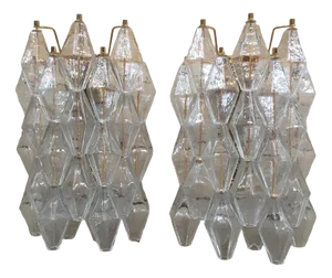 Murano Glass Poliedri Sconces with Gold 24 Karat Metal Frame from Simoeng, Set of 2