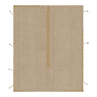 Rug & Kilim's Accent Kilim, Beige Textural Stripes With Yellow Accents For Sale