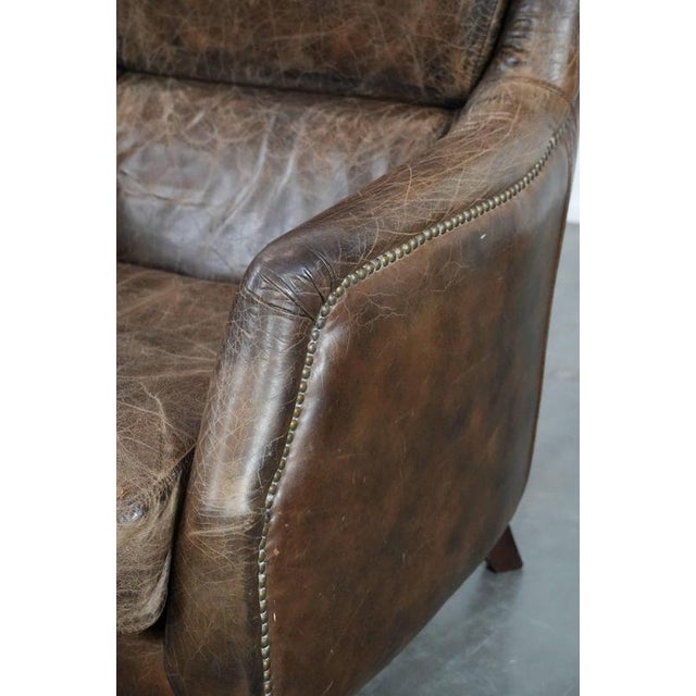 Vintage Brown Cowhide Armchair For Sale - Image 10 of 17