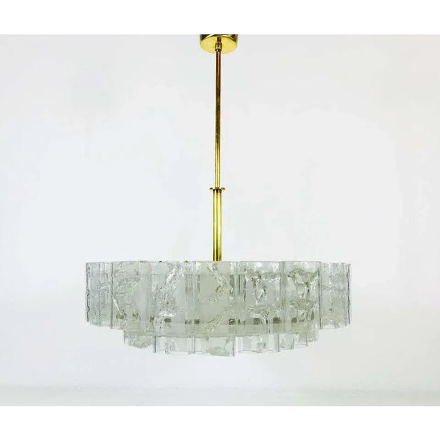 Doria Two-Tier Midcentury Crystal Ice Glass Circular Chandelier, 1960s For Sale - Image 12 of 13