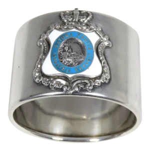 Antique Sterling Silver Enamel Quebec Canada Souvenir Napkin Ring