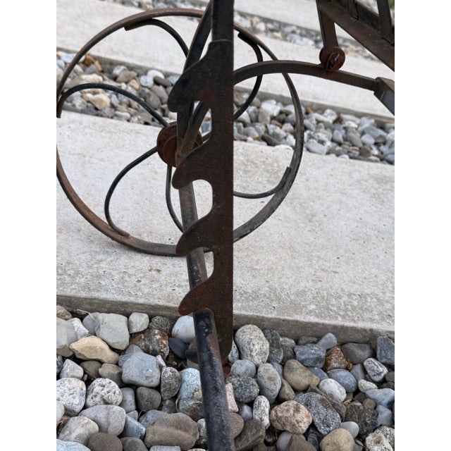 1940s Salterini Mt. Vernon Wrought Iron Wheel Chair Chaise Lounge With Matching Ottoman, 2 Pieces For Sale - Image 11 of 12