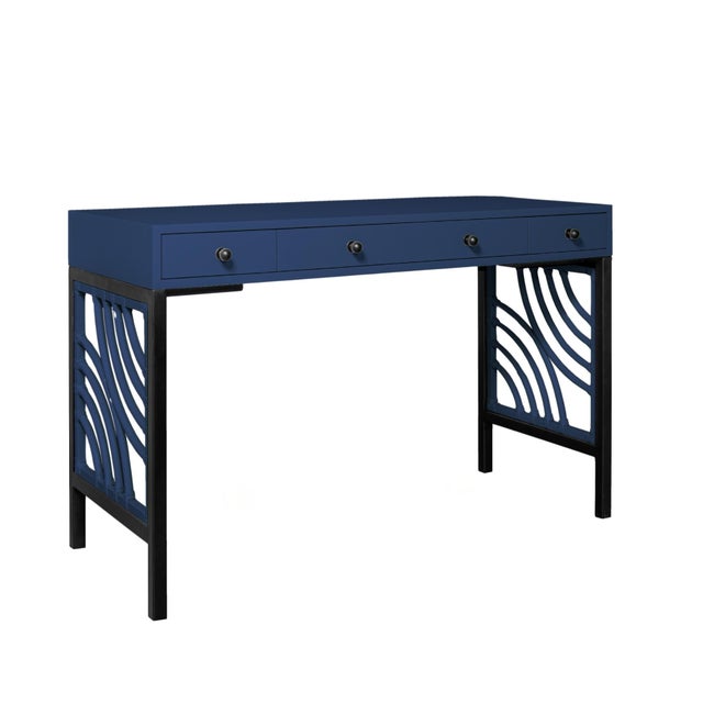 Swirl Writing Desk - Navy For Sale - Image 9 of 9