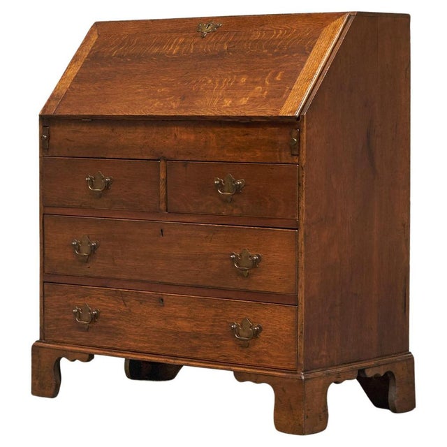 Antique English Fall Front Secretary in Oak For Sale - Image 14 of 14