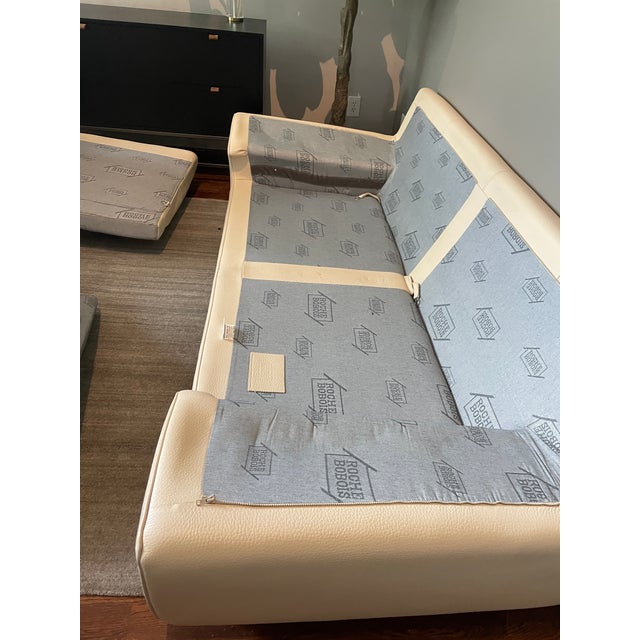 Roche Bobois Italian Leather Sofa – Cream Natural Leather – Made in Italy For Sale In Denver - Image 6 of 10