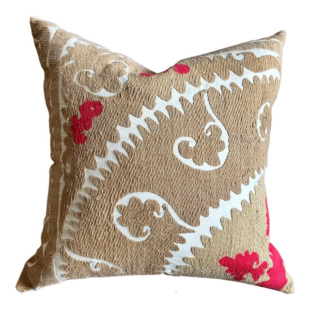 Handmade Suzani Throw Pillow For Sale