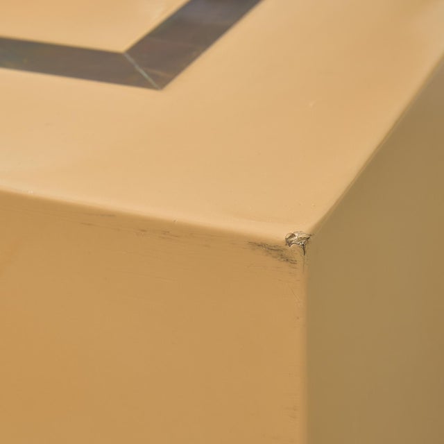 Lacquered Cube Coffee Table With Brass Inlay, France 20th Century For Sale - Image 10 of 11