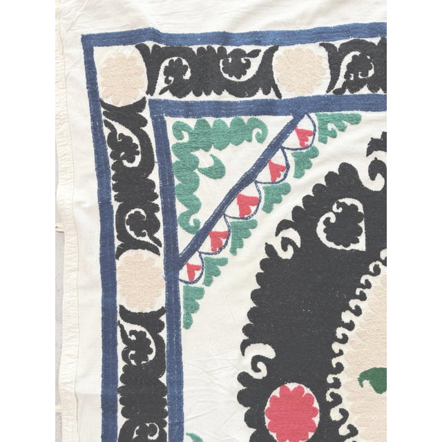 Suzani Tablecloth - Bohemian Embroidery - 4'3'' X 4'6'' For Sale - Image 4 of 8