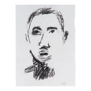 Bold Monochrome Portrait 20th Century Modernist Charcoal