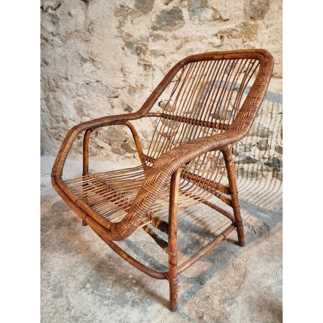 Vintage Rattan Lounge Set, France, 1940s, Set of 3 For Sale - Image 4 of 18