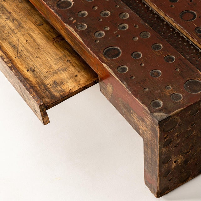 Wood Chinoiserie Coffee Table with Two Drawers, Antique, India, 20th Century For Sale - Image 7 of 16