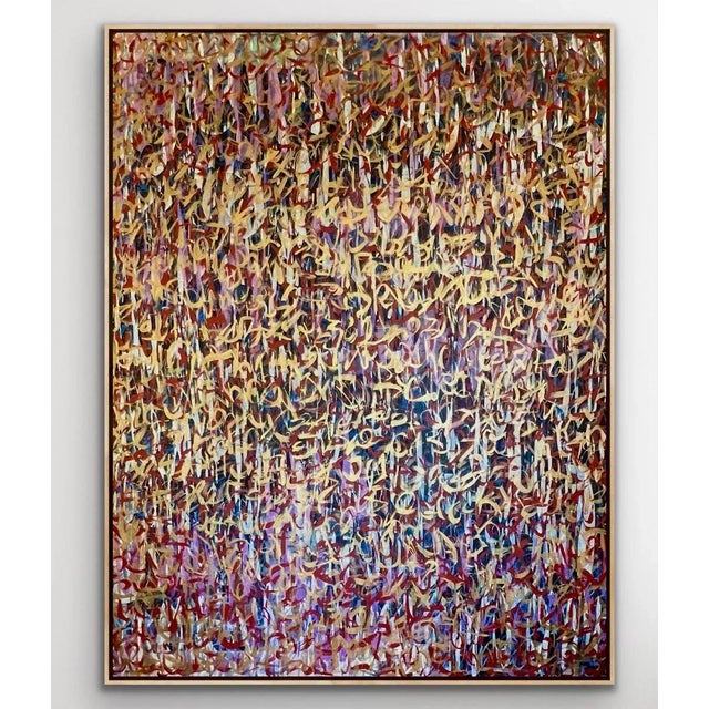 "Kinetic" Original 48"x60" Acrylic on Canvas Abstract Painting With Maple Floater Frame by Pamela Harmon For Sale - Image 12 of 12