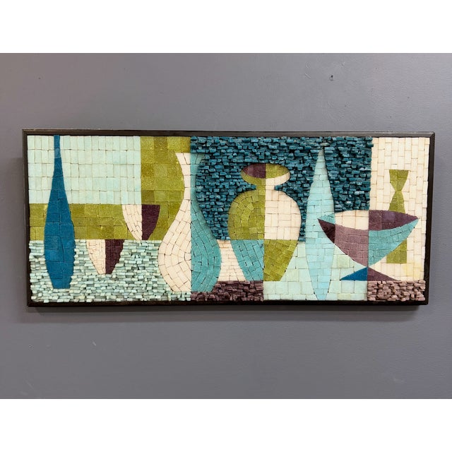 June E. Johnson Signed Mid-Century Abstract Mosaic Wall Panel, 1962 Mid Century For Sale - Image 4 of 8