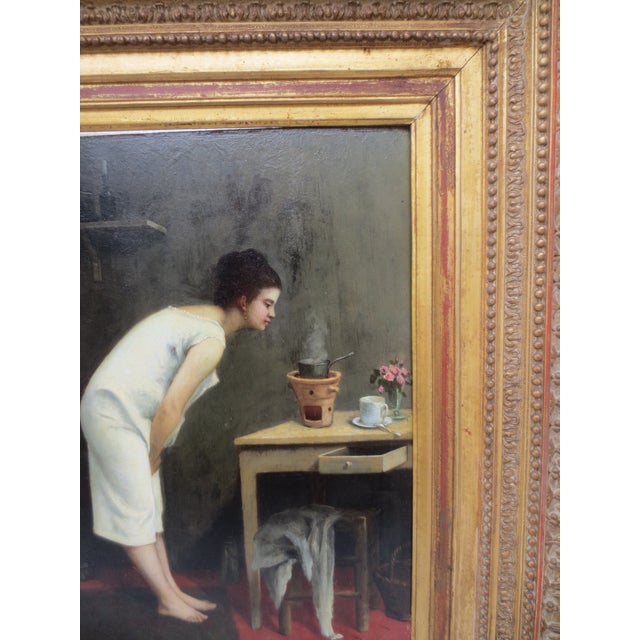 Paul DesireTrouillebert Oil on Panel "Tea Time" For Sale - Image 9 of 13