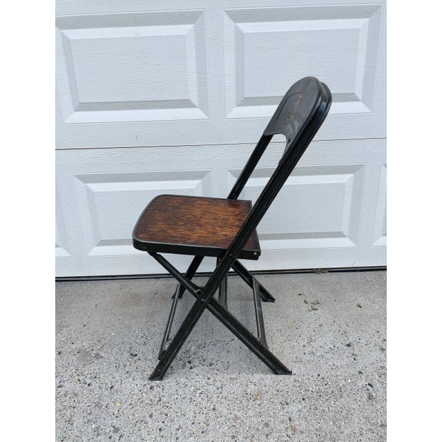 Mid 20th Century Industrial Metal Vintage Vfw Folding Chair For Sale - Image 6 of 10