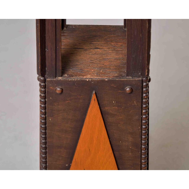 Arts & Crafts Oak Pedestal With Diamond Inlay Circa 1890s For Sale - Image 11 of 11