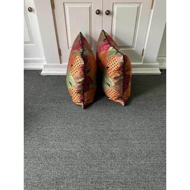 Pair of Down Fill Decorative Designer Pillows With Colorful Abstract Horse Head Pattern For Sale In Providence - Image 6 of 9