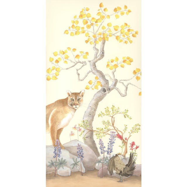 Chinoiserie “Mountain Time” Chinoiserie Scenic Mountain Landscape Painting by Allison Cosmos - Set of 3 For Sale - Image 3 of 9