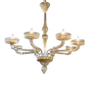Murano Gold Glass 8-Arm Chandelier