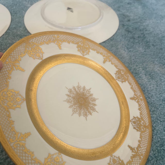 Alabaster Vintage H & Co Selb Bavaria Heinrich Gold Encrusted Plates – Set of 9 For Sale - Image 8 of 9