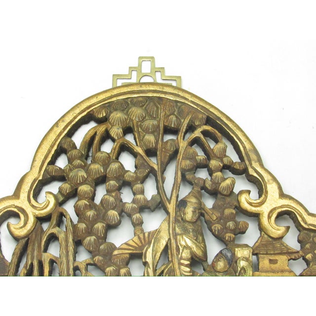 Chinese Carved Gilt Wood Hanging Panel For Sale - Image 4 of 12